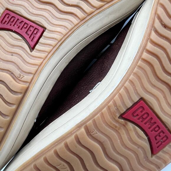 Camper Imar Low Top Sneaker Womens EU 37 US 6.5-7 Brown Leather Lace Up Beige - Picture 8 of 11